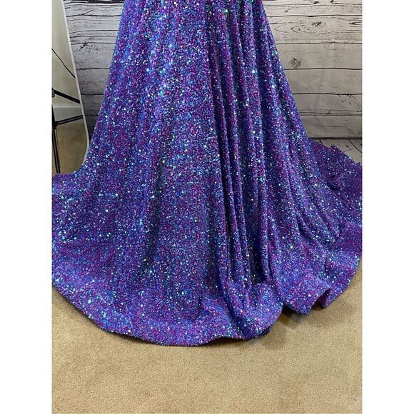 Amarra Sequin Purple Formal Gown Size 6 - Picture 4 of 16